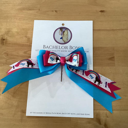 Single show bow for young equestrians - Blue, red and white