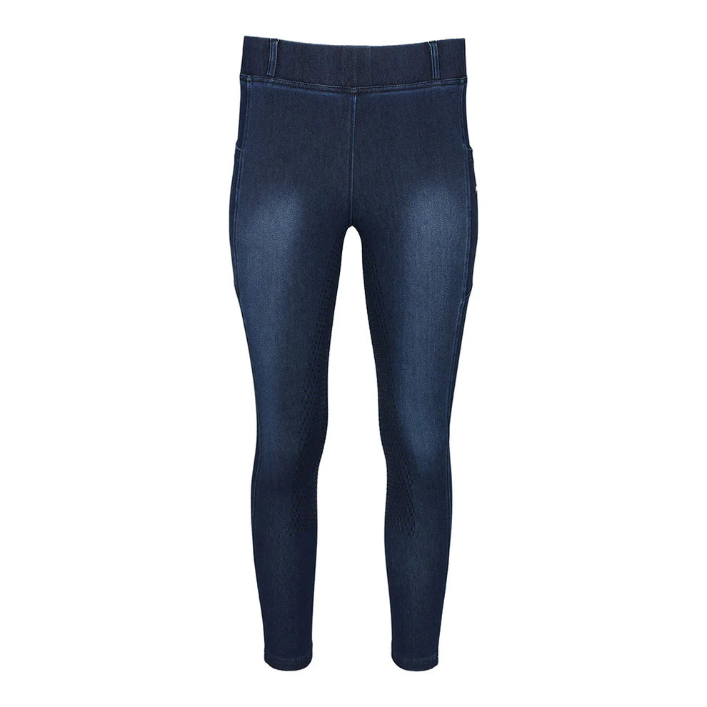 Dark blue leggings on a white background