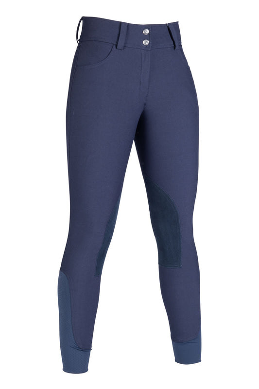 Navy riding breeches with belt loops and front pockets