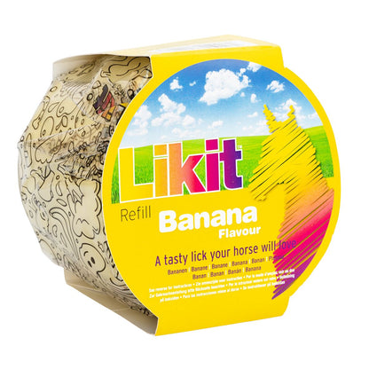 Likit horse treat refill pack in banana flavor on a white background