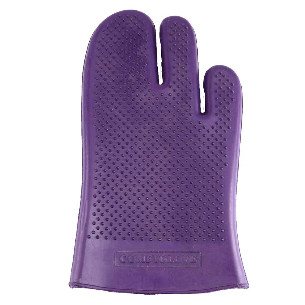 Purple rubber grooming mitt