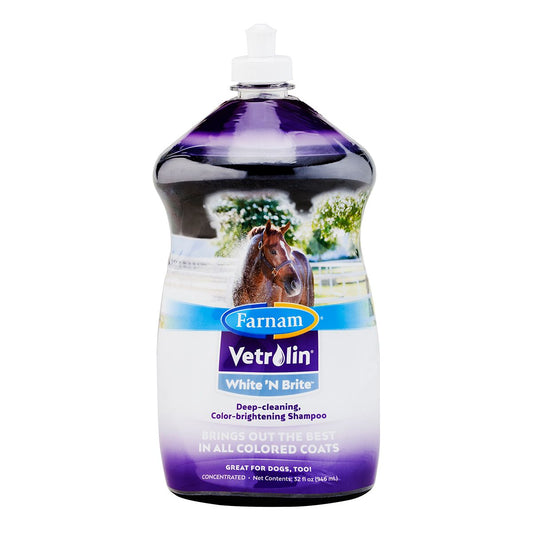 bottle of Vetrtolin White N Brite shampoo