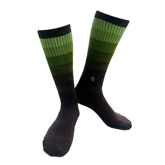 Striped crew sock.  Greens