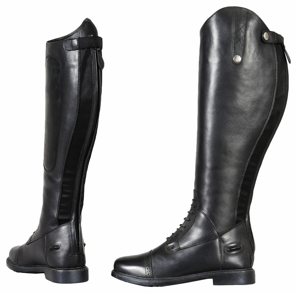 Tall black equestrian riding boots
