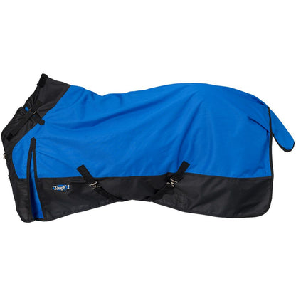 Blue and black horse blanket with Tough 1 branding on a white background