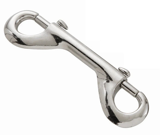 Silver double trigger clip on a white background