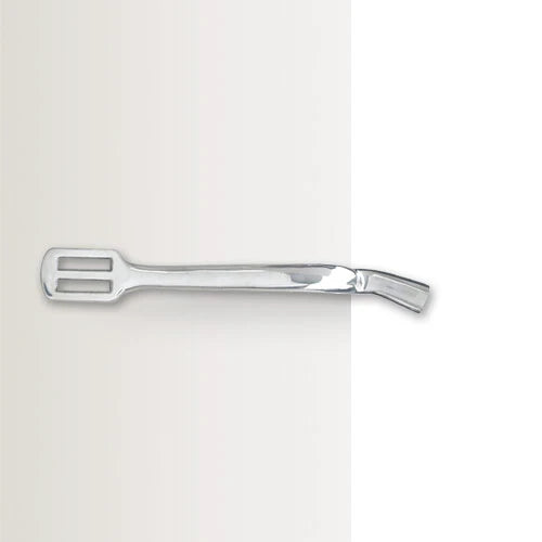 Single silver english spur on a white background