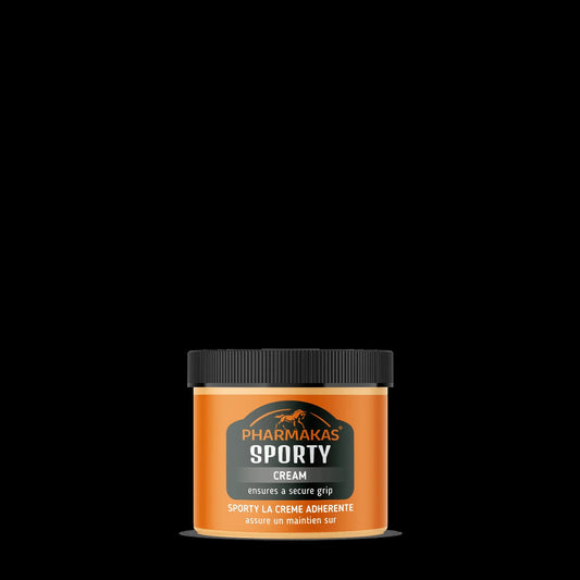 orange and black container of sporty cream (stick to saddle)