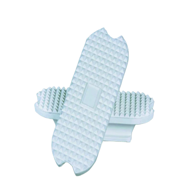 White textured stirrup pads on a white background