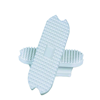 White textured stirrup pads on a white background
