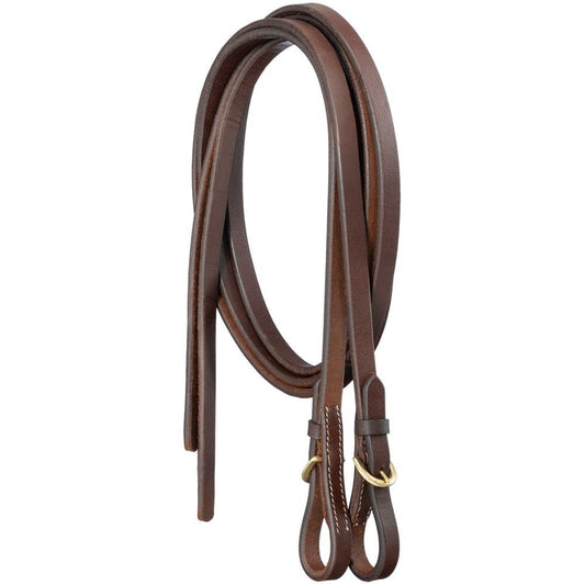Split leather roping reins with buckle ends