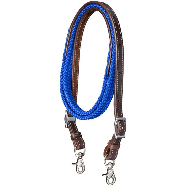 Blue poly reins with leather
