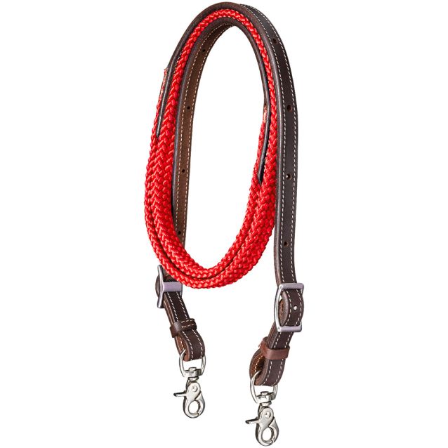 Red poly reins with leather 