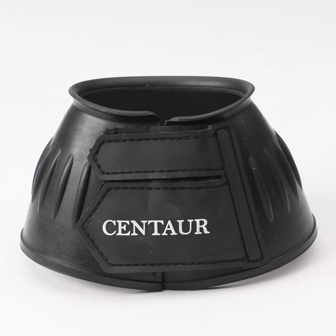 Black bell boot with CENTAUR logo on velcro strap