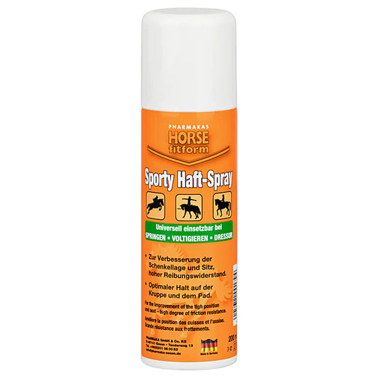 Orange spray can of Sporty Spray (stick to the saddle)