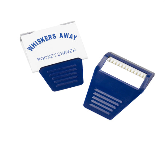 Blue manual pocket shaver Whiskers Away