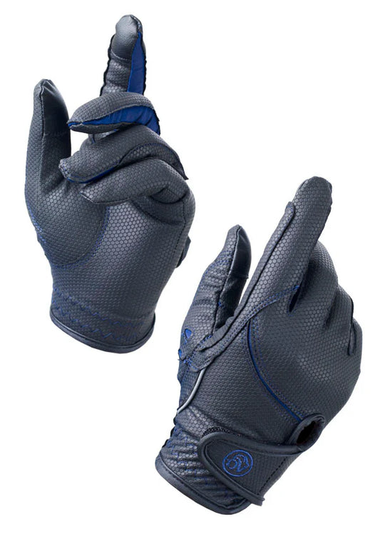 Pair of Black riding gloves on a white background