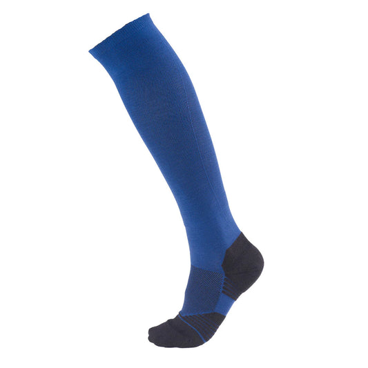Navy boot sock with black toe and heel