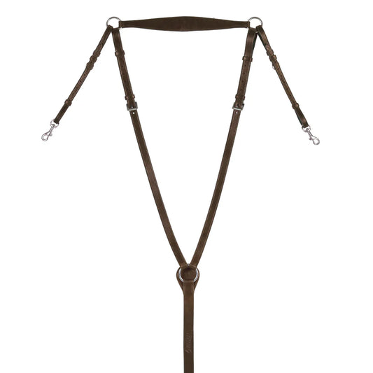 Brown leather horse breastplate on a white background