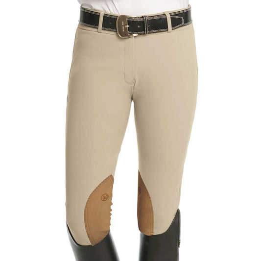 Classic tan show breech with darker tan suede knee patches