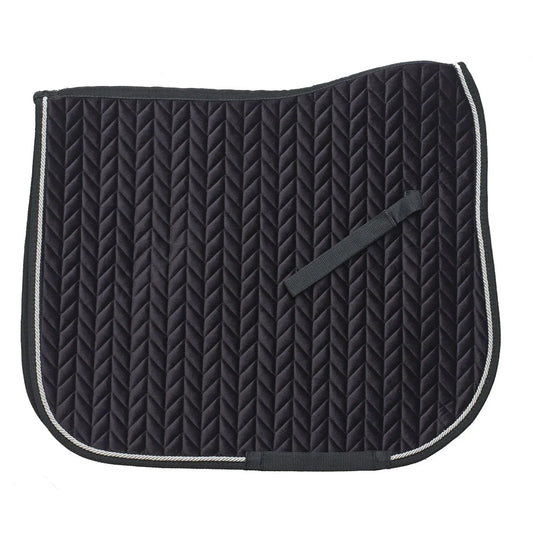 Black dressage saddle  pad with silver cord