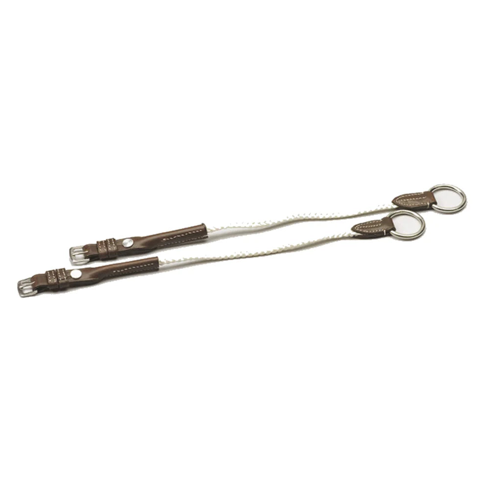 a pair of equestrian leather and rope gag cheeks