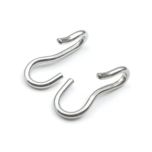 A pair of silver curb chain hooks