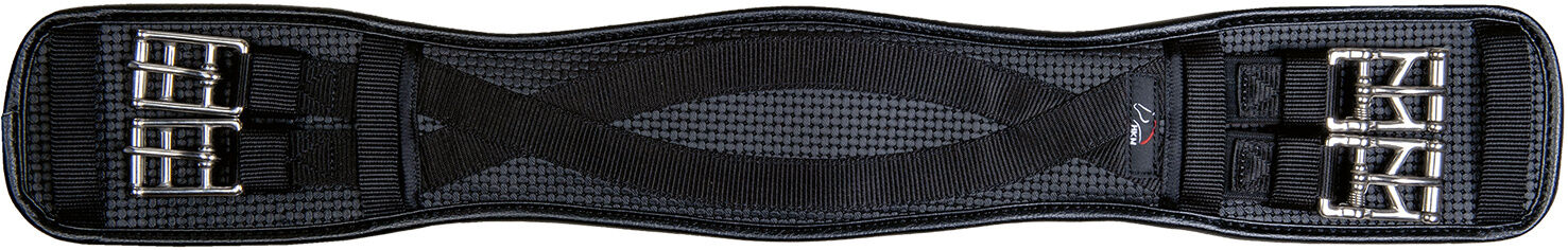 Black contoured dressage girth with double buckles