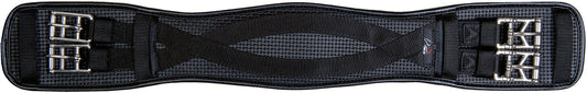 Black contoured dressage girth with double buckles