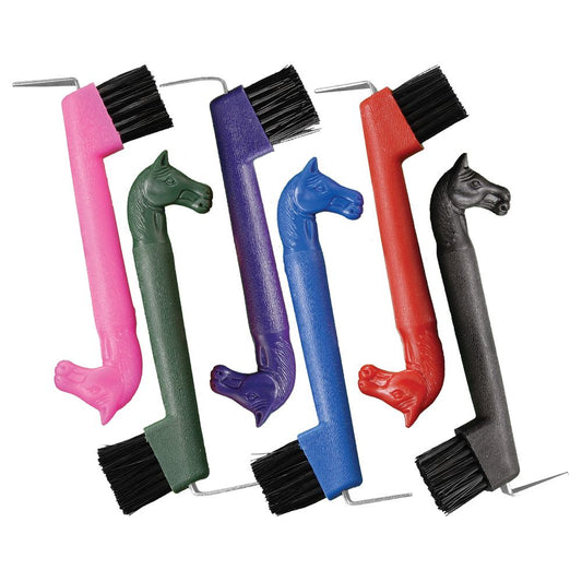 6 different colored horsehead hoof pick