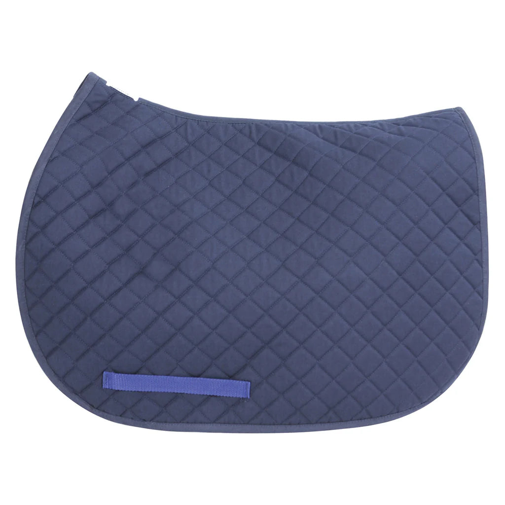 Navy english saddle pad with diamond shaped quilting