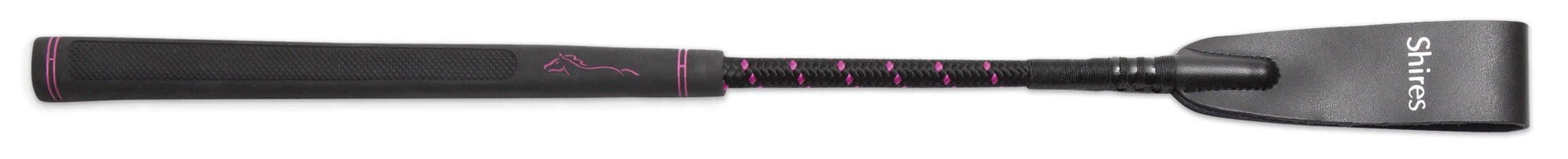 Shires branded jumping crop with pink threads