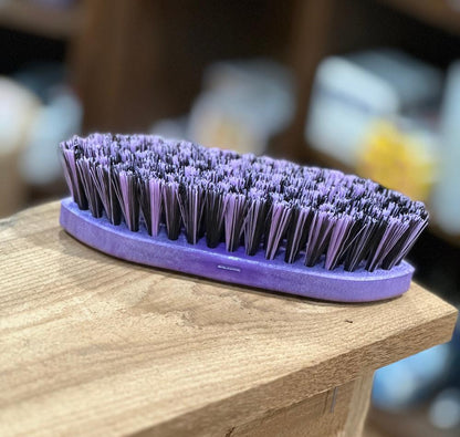 hand held grooming brush with medium length bristles - purple