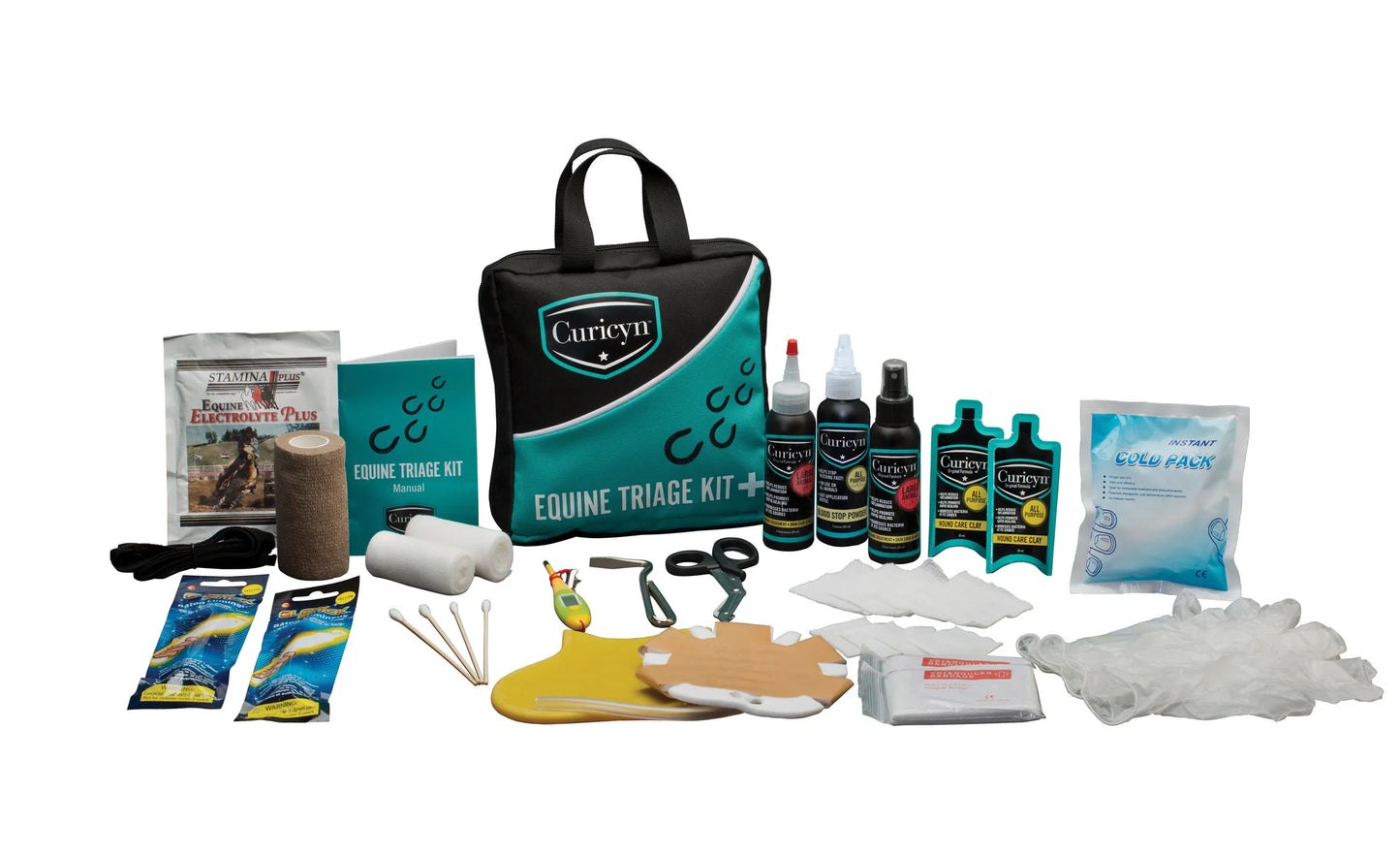 Curicyn Equine Triage Kit shown with contents