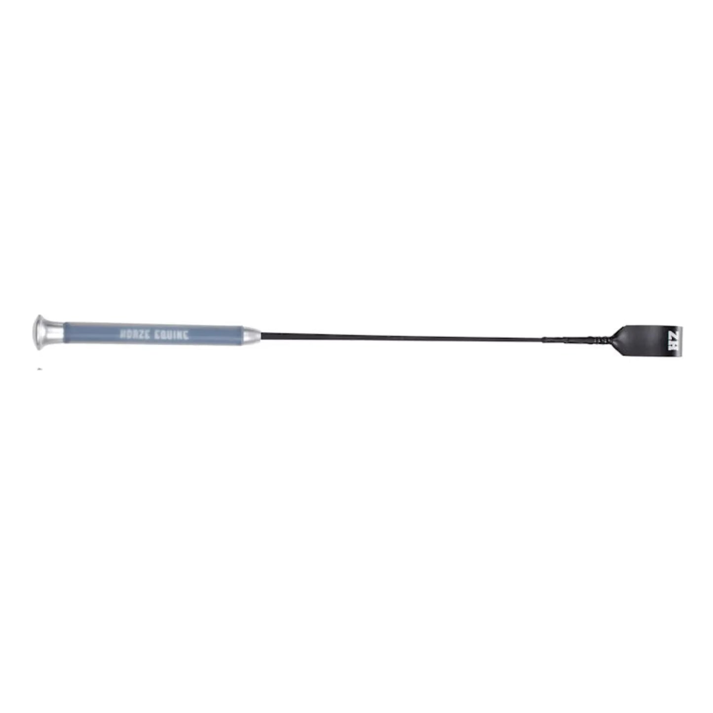 Black equestrian jumping bat with a black gel handle on a white background