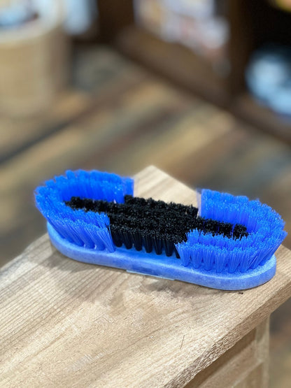 hand held grooming brush with different lengths of bristles -blue/black