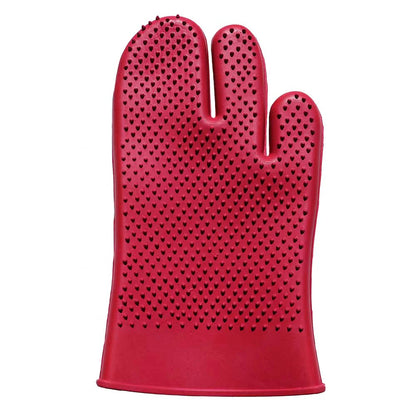 Pink rubber grooming mitt
