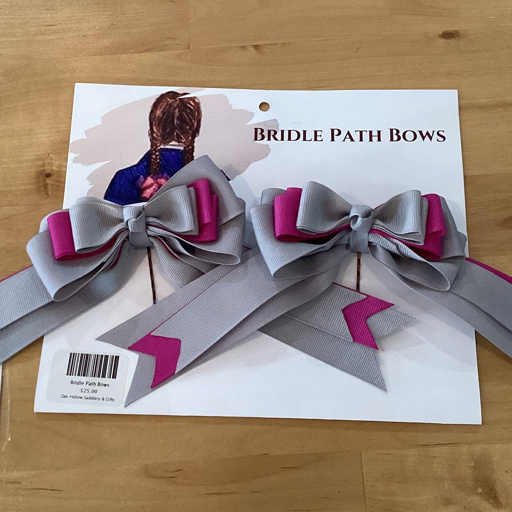 Show bows for young equestrians - Grey and rose