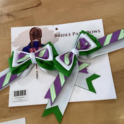 Show bows for young equestrians - Purple, green and white