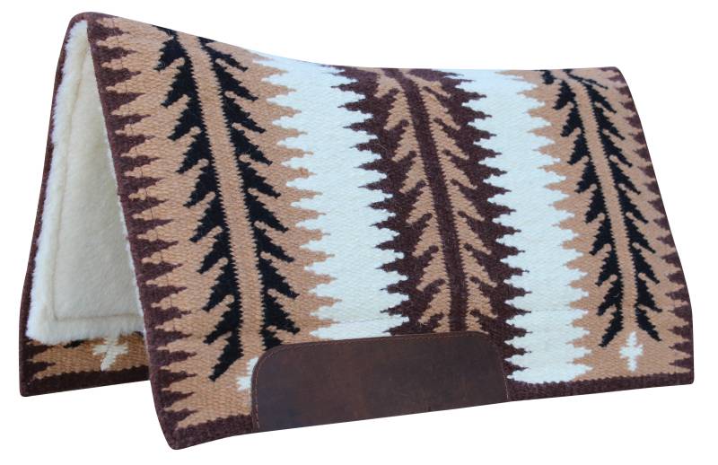 Aztec print western style saddle pad - brown, tan and light blue