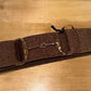 Brown equestrian belt with gold buckle