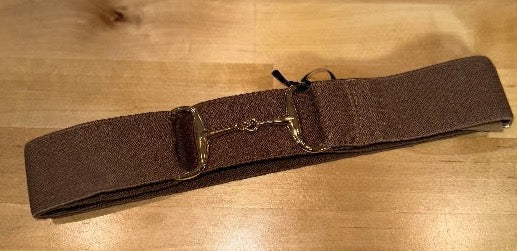 Brown equestrian belt with gold buckle