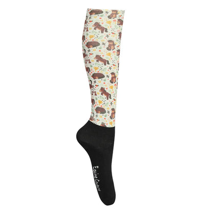Boot sock with fat pony print - black foot
