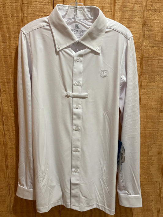 Boys button down riding shirt with tie keeper