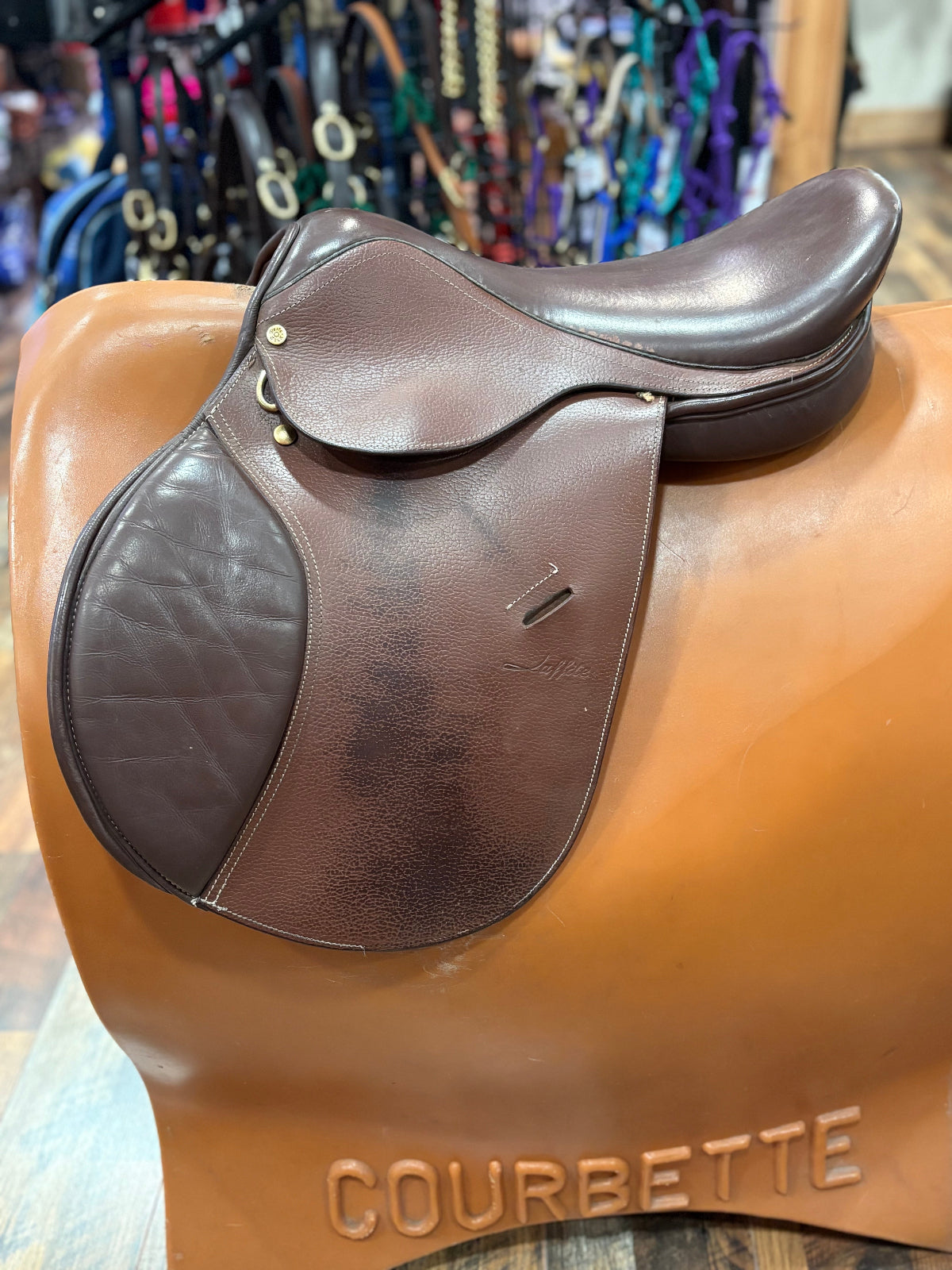 Brown leather close contact saddle