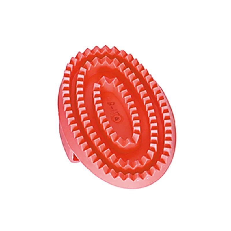 Red traditional curry comb for grooming horses