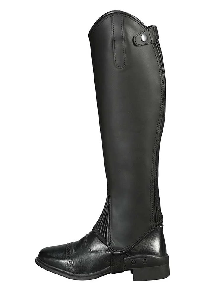 equestrian black boot with half chap