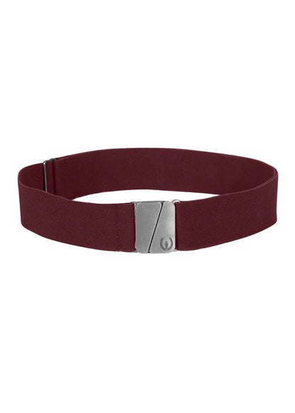 Burgundy elastic belt with nickel colored buckle