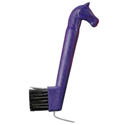 Purple horse head hoof pick with brush 