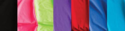 Color sample showing pink, lime green, purple, red, royal blue, and turquoise blue